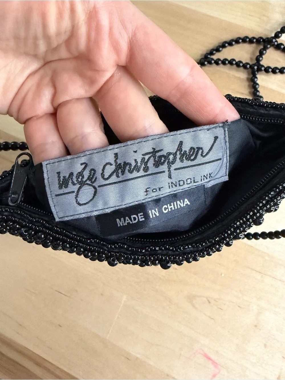 Vintage Inge Christopher Black Beaded Evening Bag